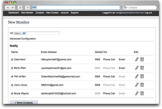 Internal Screenshot of Dead Simple Monitor